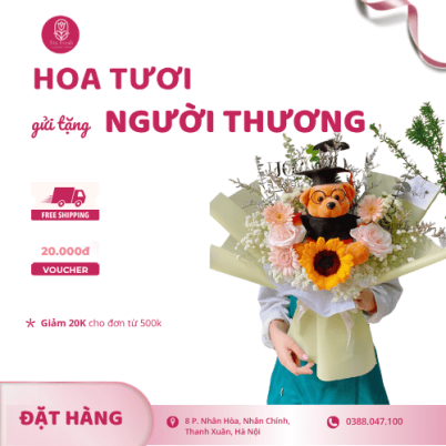 Bó 1 Bông Hướng Dương Mix Gấu