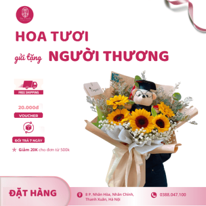 Bó Hoa Hướng Dương Mix Gấu Trắng