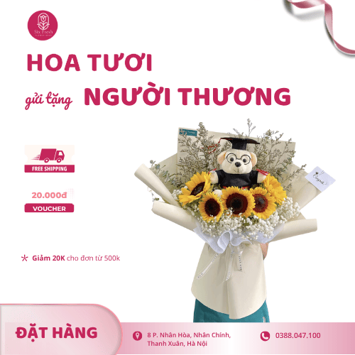 Bó Hoa Hướng Dương Mix Gấu Trắng