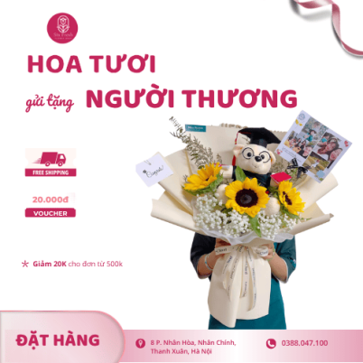 Bó 3 Bông Hướng Dương Mix Gấu Trắng