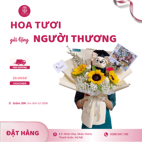 Bó 3 Bông Hướng Dương Mix Gấu Trắng