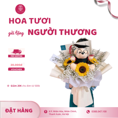 Bó 3 Bông Hướng Dương Mix Gấu Trắng