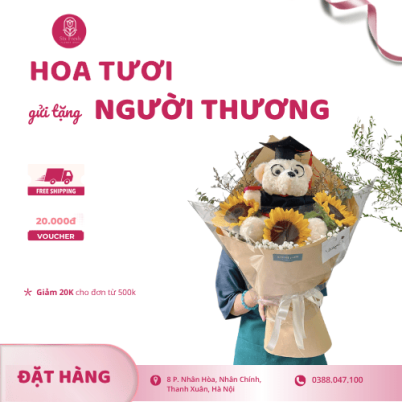 Bó 3 Bông Hướng Dương Mix Gấu