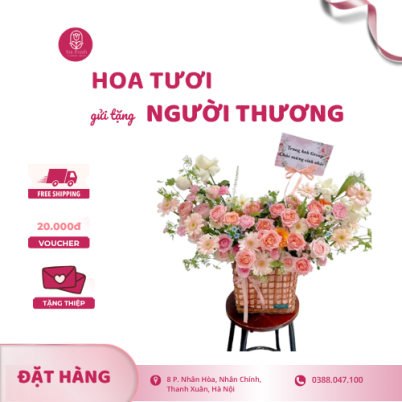 Giỏ Hoa Tone Hồng Tặng Sinh Nhật