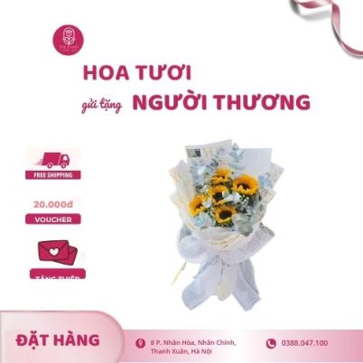 Bó Hoa Hướng Dương mix với hoa bông bi